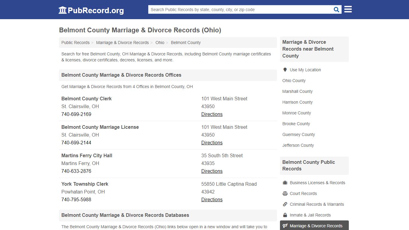 Belmont County Marriage & Divorce Records (Ohio)