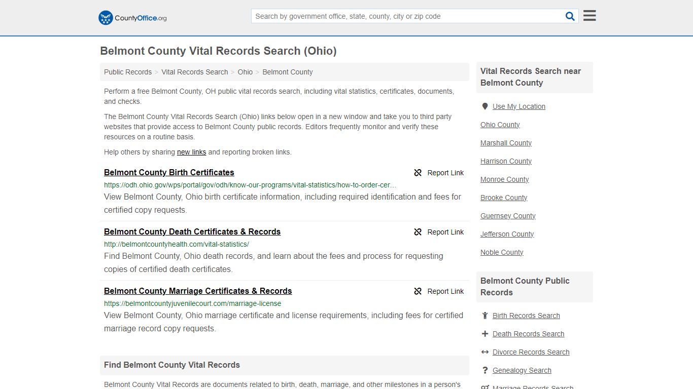 Vital Records Search - Belmont County, OH (Birth, Death, Marriage ...